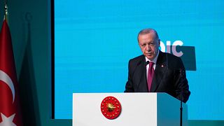 President Erdogan gives a speech