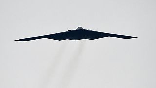 U.S. Air Force B2 Spirit stealth bomber performs a flyover at the Talladega Superspeedway in Talladega, Ala. 