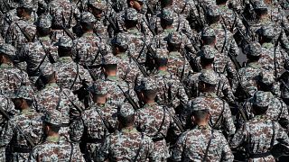FILE: Iranian army cadets conclude their march during a parade commemorating National Army Day near Tehran, 18 April 2025