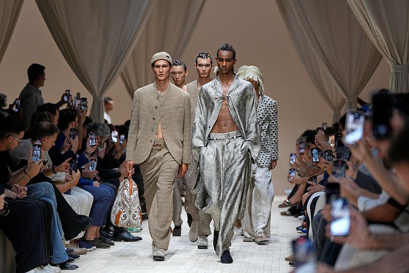 Giorgio Armani’s latest  collection embraced a free-spirited, global aesthetic.