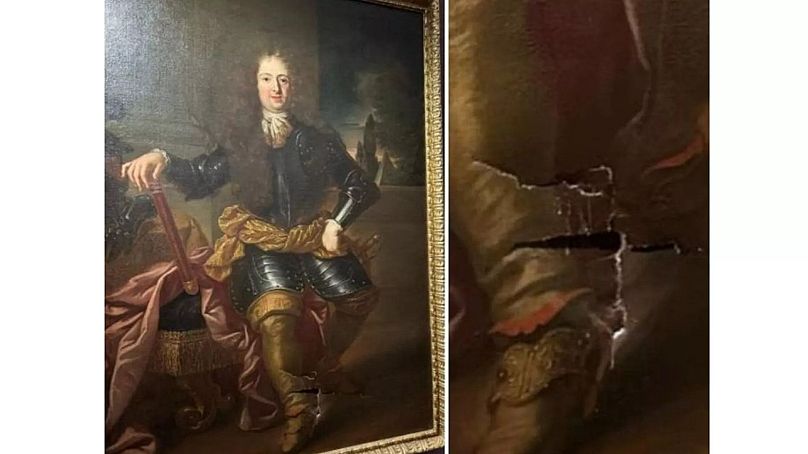 Abbildung des zerstörten Gemäldes aus den Uffizien in Florenz.