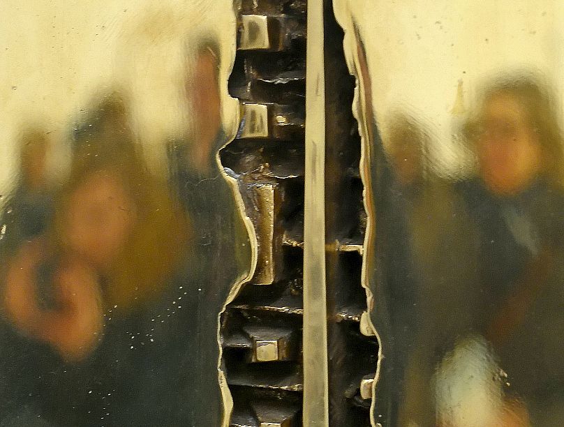 Close up of 'Asta cielare VI' (1999) of Italian artist Arnaldo Pomodoro