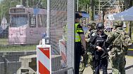 Security patrol around the perimeter of the venue ahead of the upcoming NATO summit in The Hague, Netherlands, Monday, June 23, 2025