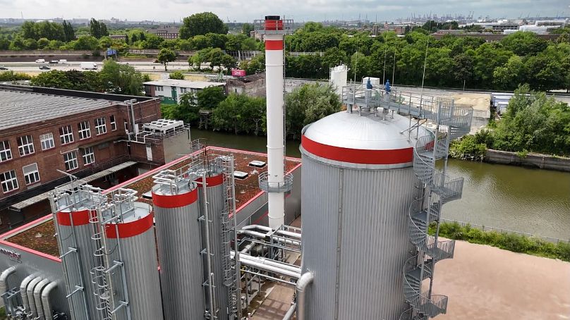 Aerial view of the Enercity Contracting energy station in Peute Island