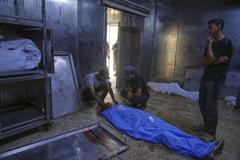 Le corps d'un homme tué par balles alors qu'il tentait de collecter de l'aide dans le nord de la bande de Gaza; le 24 juin 2025. 
