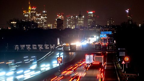 Traffic rolls on a highway towards Frankfurt, Germany, 6 December 2024. 