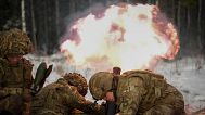 British soldiers attend the Winter Camp 23 military drills near Tapa, Estonia, Tuesday, Feb. 7, 2023. The Winter Camp exercises are regular drills conducted by NATO