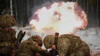 British soldiers attend the Winter Camp 23 military drills near Tapa, Estonia, Tuesday, Feb. 7, 2023. The Winter Camp exercises are regular drills conducted by NATO