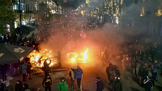 Protesters rally outside the parliament building in Tbilisi, 29 November, 2024