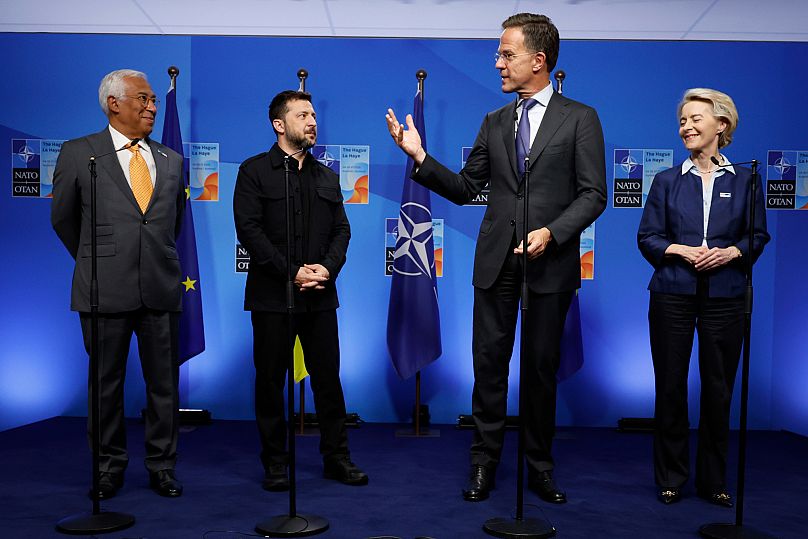 Ukrainian President Volodymyr Zelenskyy prior to a meeting on the sidelines of the NATO Summit in The Hague, 24 June, 2025