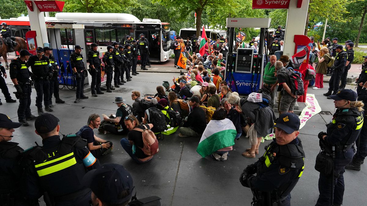 Extinction Rebellion activists arrested at NATO summit protest in the Hague