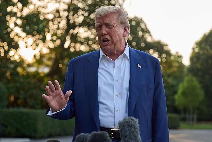 Donald Trump speaks with reporters before boarding Marine One on the South Lawn of the White House - Tuesday 24 June 2025