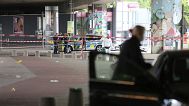 Police and forensic investigators on the scene following an attack in the western city of Bielefeld, 18 May, 2025