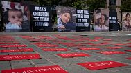 Street installation on the story of Gaza's children, urging EU leaders to act in Brussels, Belgium, 25.06.2025.