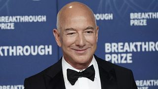 Jeff Bezos arrives at the eleventh Breakthrough Prize Ceremony on Saturday, April 5, 2025, in Los Angeles. 