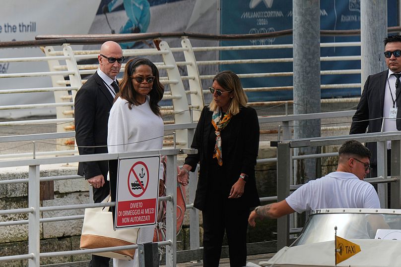  Oprah Winfrey arrives in Venice for the wedding of Jeff Bezos, founder of Amazon, and Lauren Sánchez in Venice, Italy, Thursday, June 26, 2025.