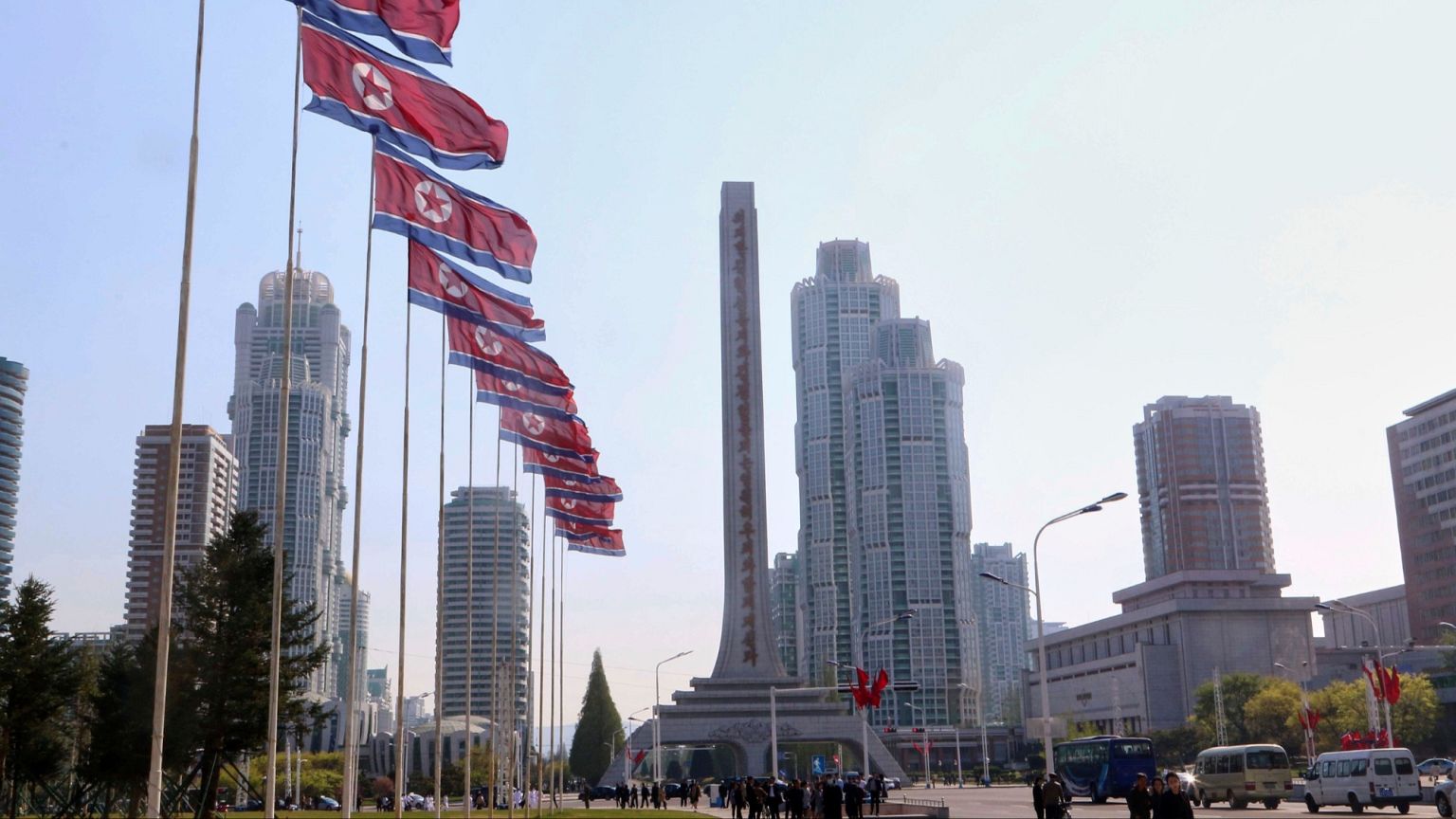 Vista general del cruce de Ryonghung en Pyongyang, 25 de abril de 2025.