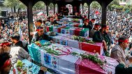 مراسم تشییع پیکر فرماندهان ایرانی که در حملات اسرائيل کشته شدند 