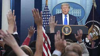 President Donald Trump speaks to the media, Friday, June 27, 2025, in the briefing room of the White House in Washington.