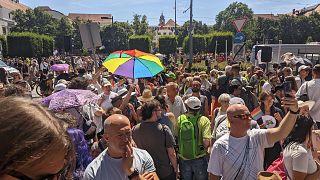 People gathering for Budapest Pride