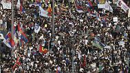 People attend a major anti-government rally to press their demand for an early election after nearly eight months of almost daily anti-corruption demonstrations