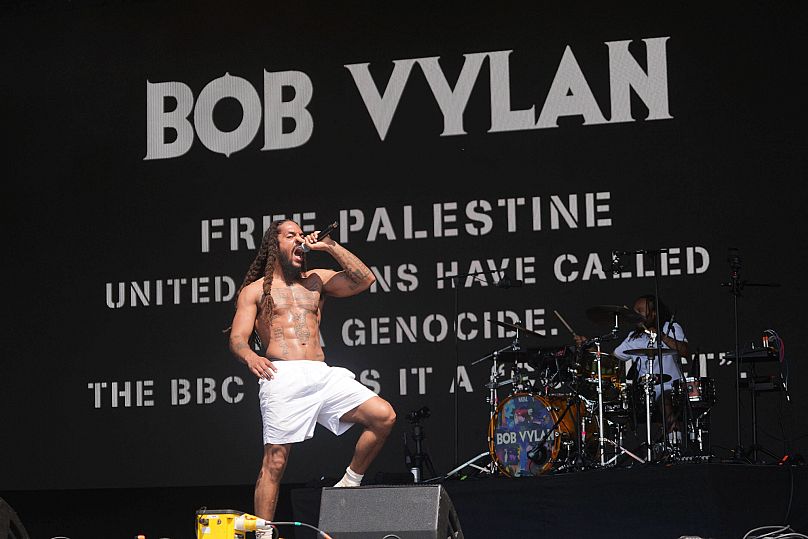 Bob Vylan perform on the West Holts Stage during Glastonbury Festival 