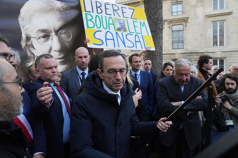 French Interior Minister Bruno Retailleau attends a gathering in support of Boualem Sansal - Paris, Tuesday 25 March 2025