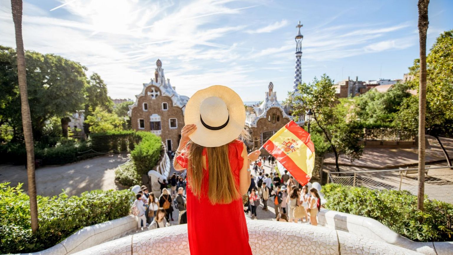 Woman travelling in Barcelona, Spain