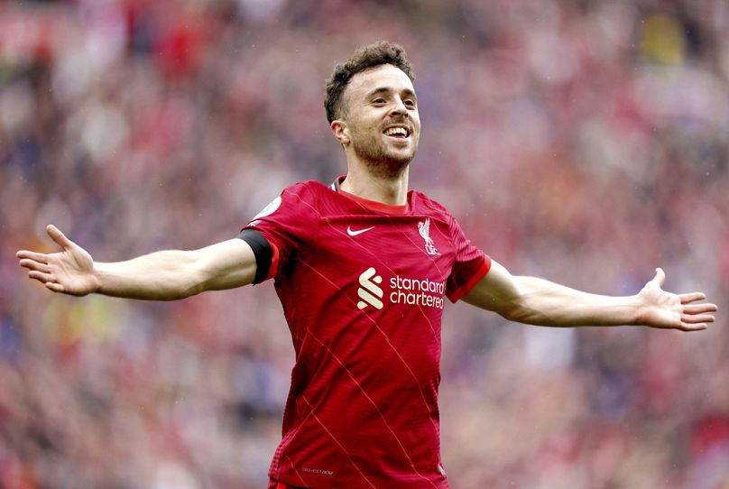 Diogo Jota jouant avec Liverpool, le 21 aout, 2021.