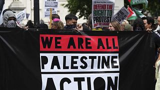 A Palestine Action melletti tüntetés Londonban