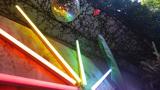 Decorations at a drag brunch in Guadalajara. 
