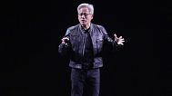 NVIDIA CEO Jensen Huang delivers his keynote address Wednesday, June 11, 2025 at the Vivatech fair in Paris.