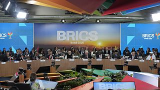 World leaders partake in the 17th annual BRICS summit in Rio de Janeiro, Sunday, July 6, 2025.