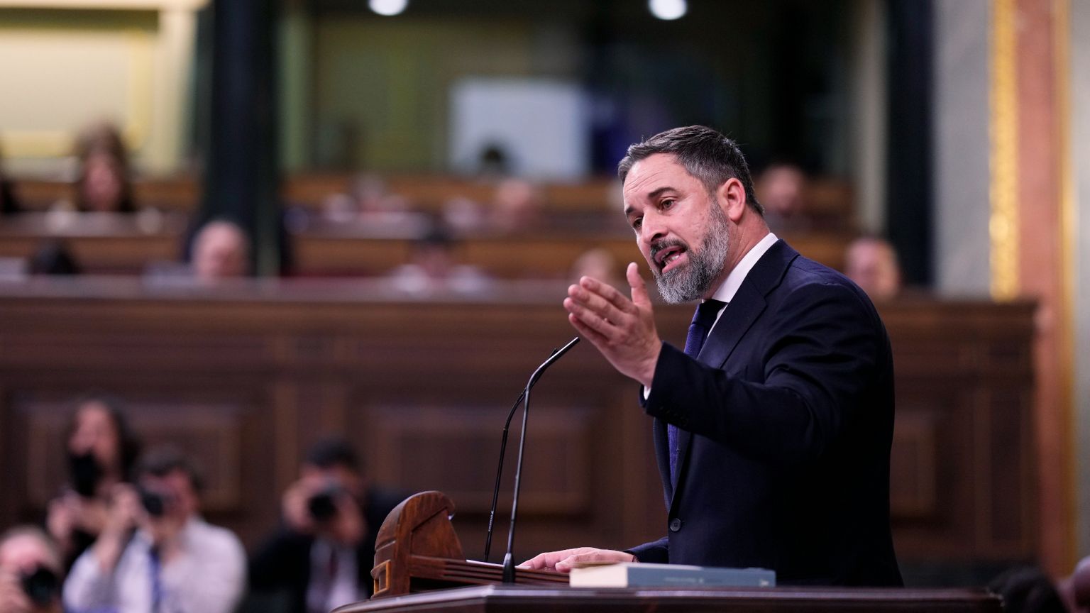 Santiago Abascal en una foto de archivo, durante un discurso en el Congreso de los Diputados