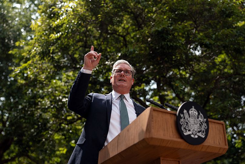 Britain's Prime Minister Keir Starmer speaks during a reception for public sector workers at 10 Downing Street, 1 July, 2025