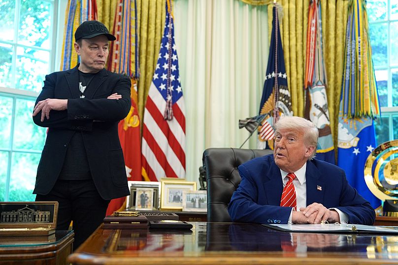 Donald Trump speaks during a news conference with Elon Musk in the Oval Office of the White House - 30 May 2025
