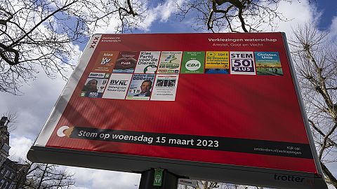 Election posters during the 2023 parliamentary elections in the Netherlands. 