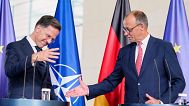 German Chancellor Friedrich Merz and NATO Secretary General Mark Rutte at a news conference during a meeting at the chancellery in Berlin, 9 July, 2025