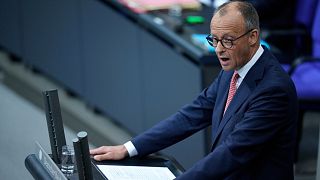 German Chancellor Friedrich Merz speaks during a debate about the budget 2025 at the German parliament Bundestag in Berlin, Germany. 9 July 2025.