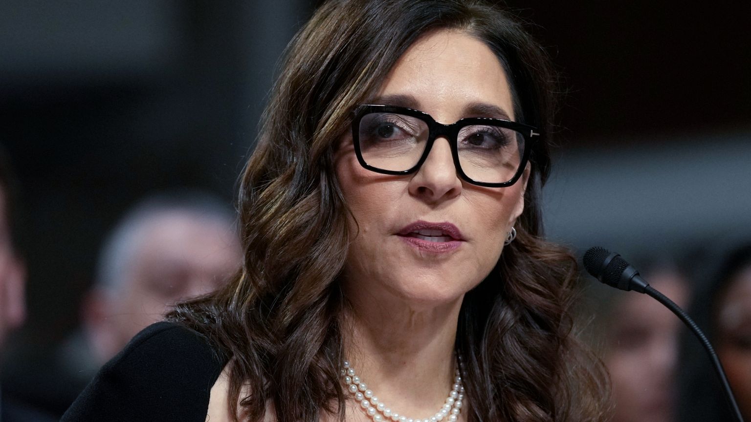 X CEO Linda Yaccarino speaks during a Senate Judiciary Committee hearing with other social media platform heads in the U.S. on Jan. 31, 2024.