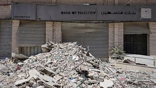 A destroyed branch of the Bank of Palestine in the Tal al-Hawa neighborhood of Gaza City. 9 July 2025.