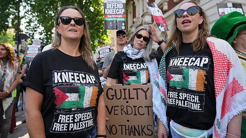 Kneecap supporters outside Westminster Magistrates Court London - 18 June 2025