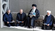 مسعود پزشکیان، محمدباقر قالیباف، علی خامنه‌ای و غلامحسین محسنی اژه‌ای