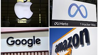 Logos for Apple, Meta, Google and Amazon.