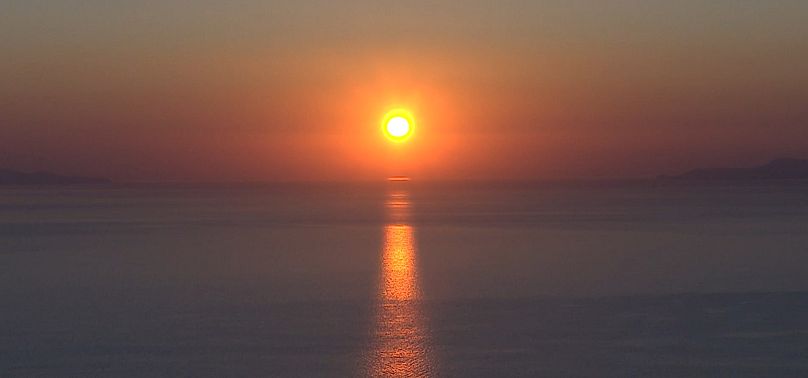 La puesta de sol desde la bodega.