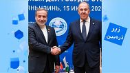 Abbas Araghchi, Sergey Lavrov 	Tianjin, CHINA