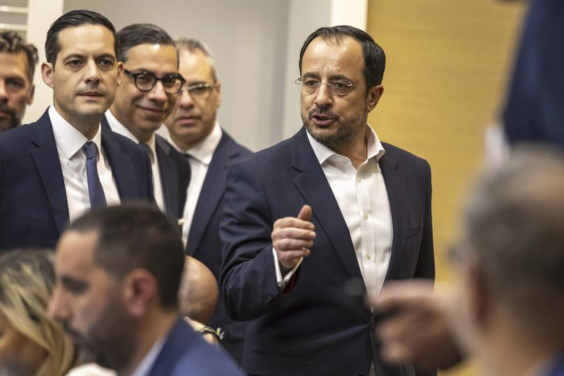 Níkos Christodoulídis, président de la République de Chypre, lors d'une réunion de Genève en mars 2025