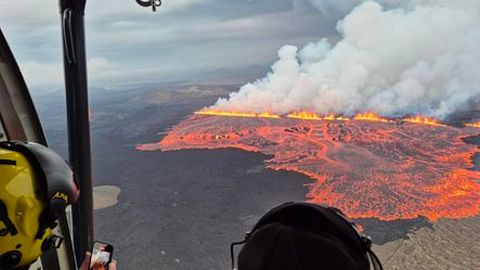 The eruption as seen from the Coast Guard helicopter during a surveillance flight. 