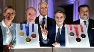 Milano Cortina 2026 Winter Olympics and Paralympics medals during the unveiling ceremony in Venice, Italy, Tuesday, July 15, 2025.