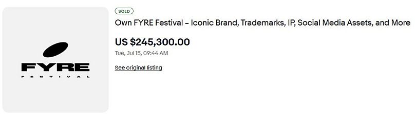 Fyre Festival sold on eBay